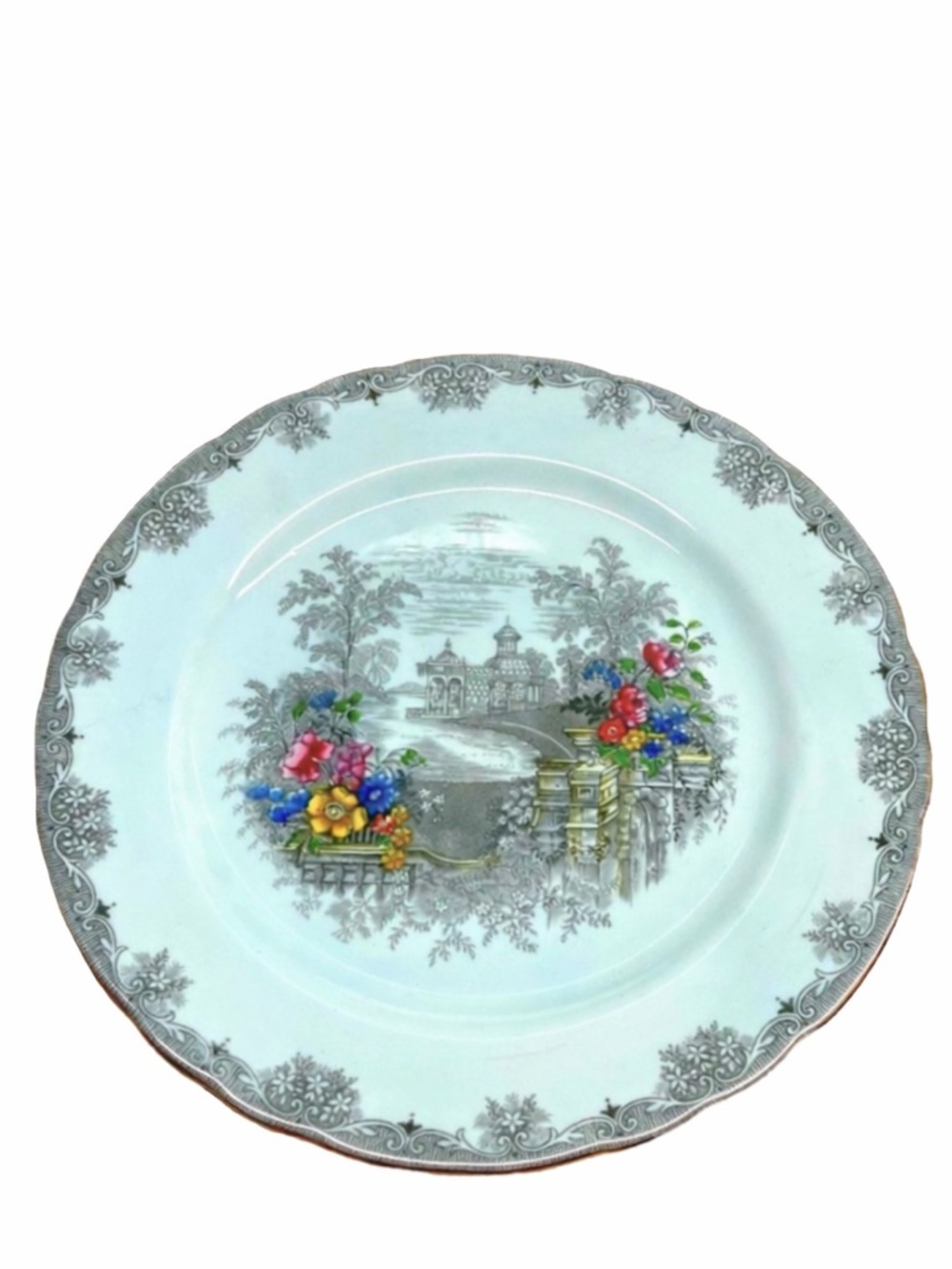 Aynsley Queens Garden Blue Enameled Scalloped Bread Plate vintage. - Picture 3 of 15
